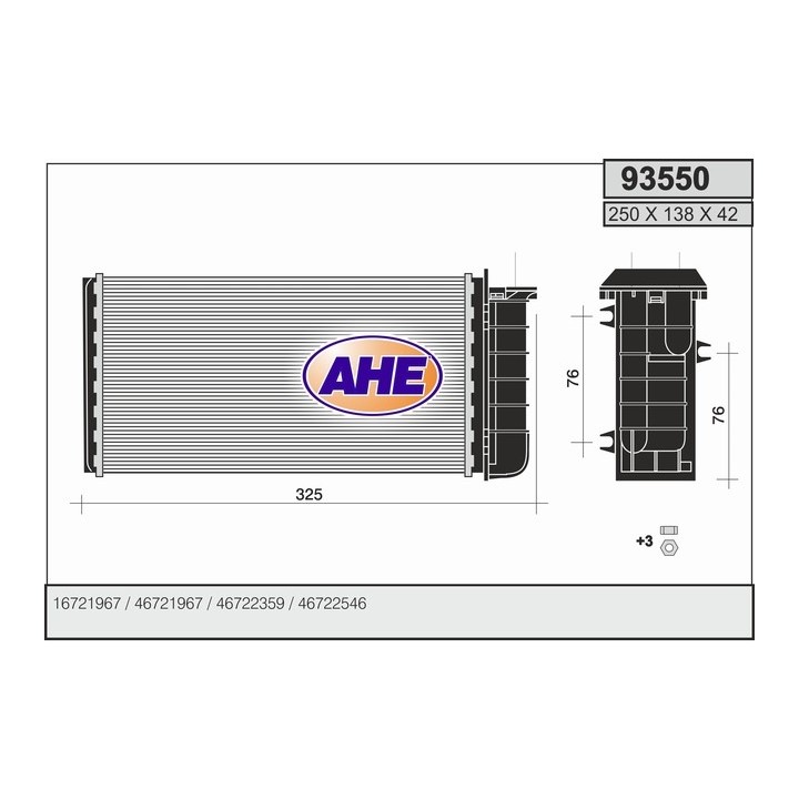 93550  HEATER CORE FIAT BRAVO/VA/MAREA