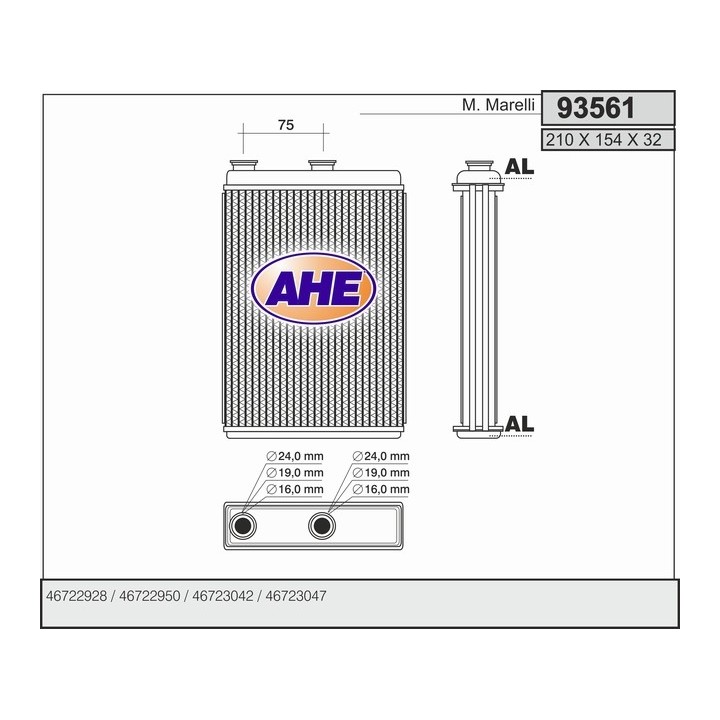 93561  HEATER CORE FIAT PUNTO II