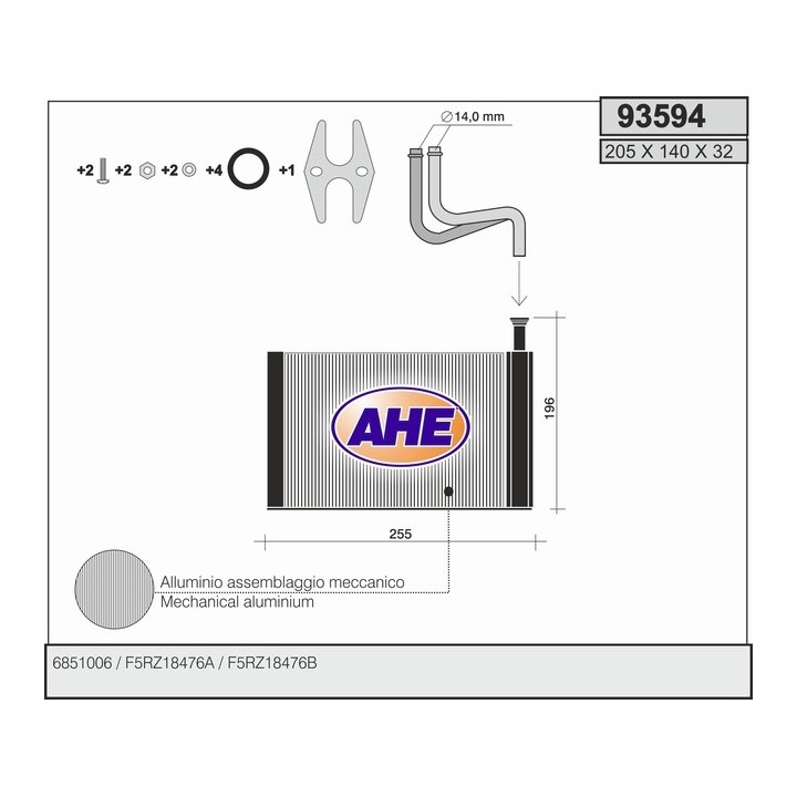 93594  HEATER CORE FORD MONDEO II