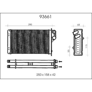 93661  HEATER CORE PSA405 I/II