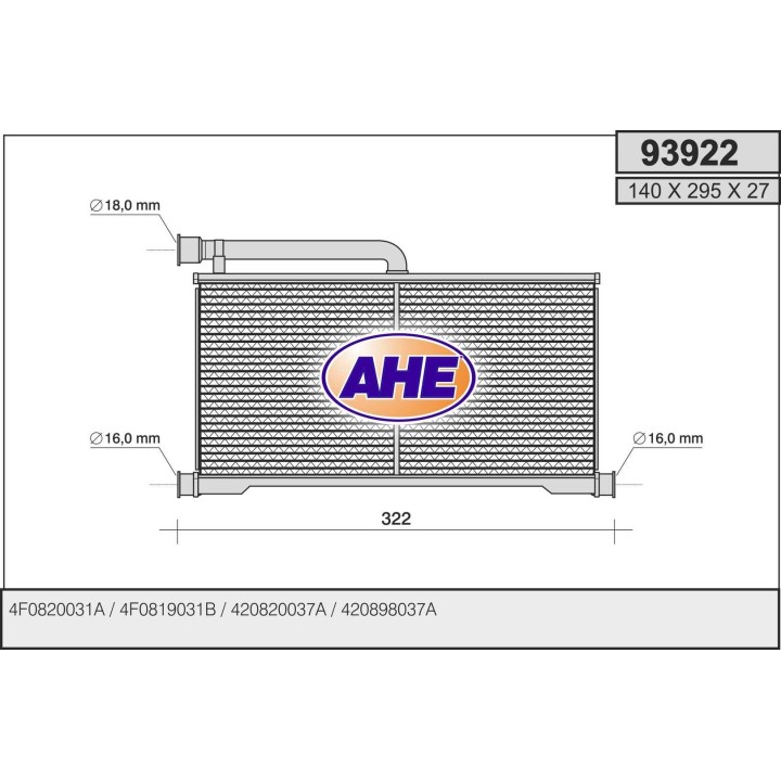 93922  HEATER CORE AUDI A6 A6 (4F2)