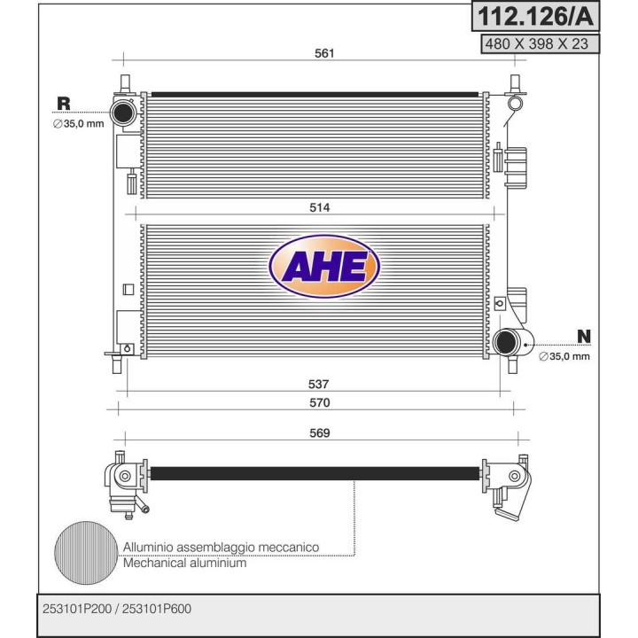 112126/A  RAD HYUNDAI/KIA ix20/Venga 1.4CRDi/1.6CRDi +/-ACMT