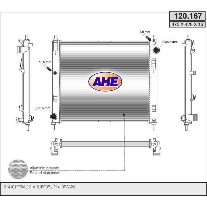 120167  RAD NISSAN Juke/Cube 1.5DCi +/-AC  10-
