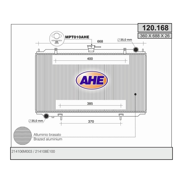 120168  RAD NISSAN Sunny Neo 1.6/2.2Di +/-AC 06.00-