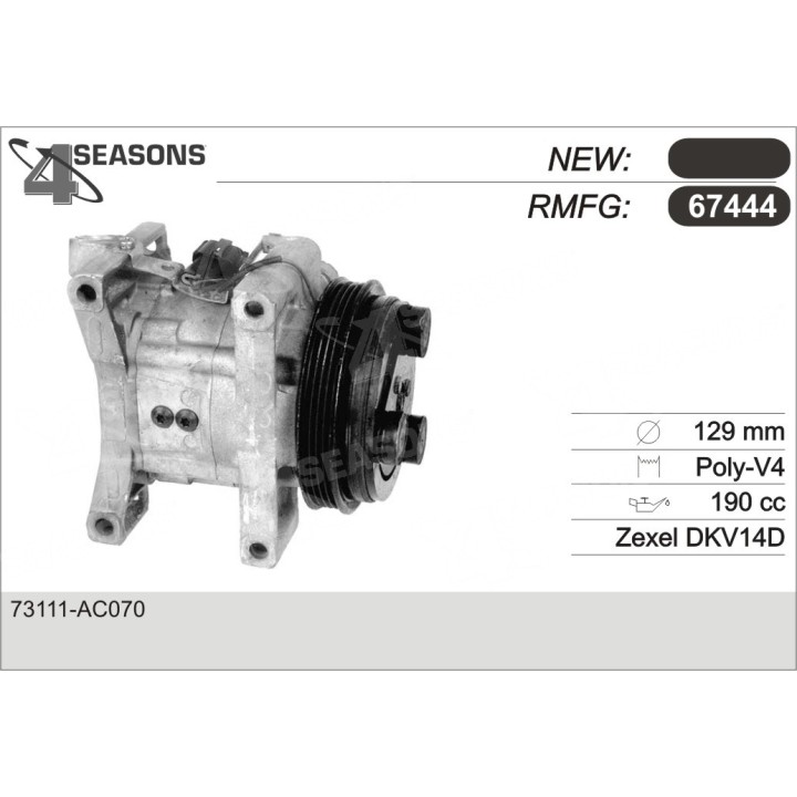 67444  COMPRESOR  SUBARU LEGACY 2.2/2.5L 98 99