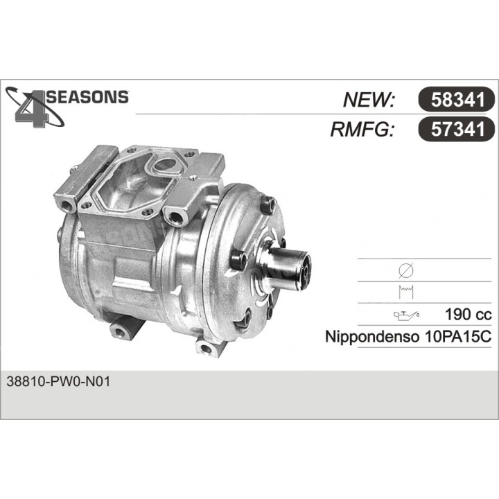 57341  COMPRESOR  DENSO 10PA15C W/O CLUTCH