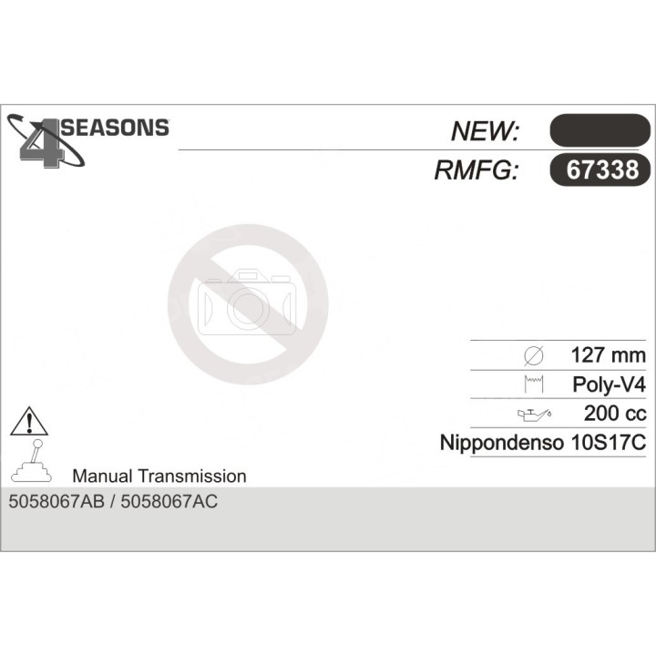 67338  COMPRESOR  CHRYSLER PT CRUISER 2.4 GT