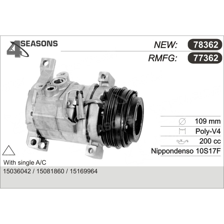 77362  COMPRESOR  CHEVY SUBURBAN W/O REAR AC