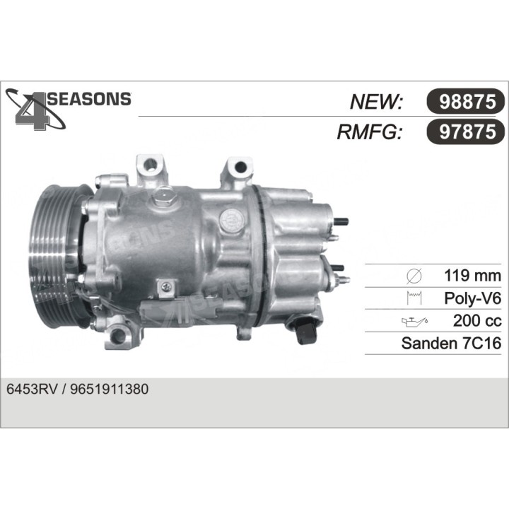 97875  COMPRESOR  PEUGEOT 307 II 2.0 HDI 135 FAP 05-