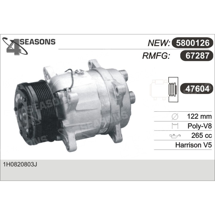 67287 ORIGINAL  HR V5C PV8 118MM 12V H-R