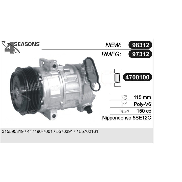 97312  COMPRESOR  FIAT GRANDE PUNTO 1.3 JTD 05-