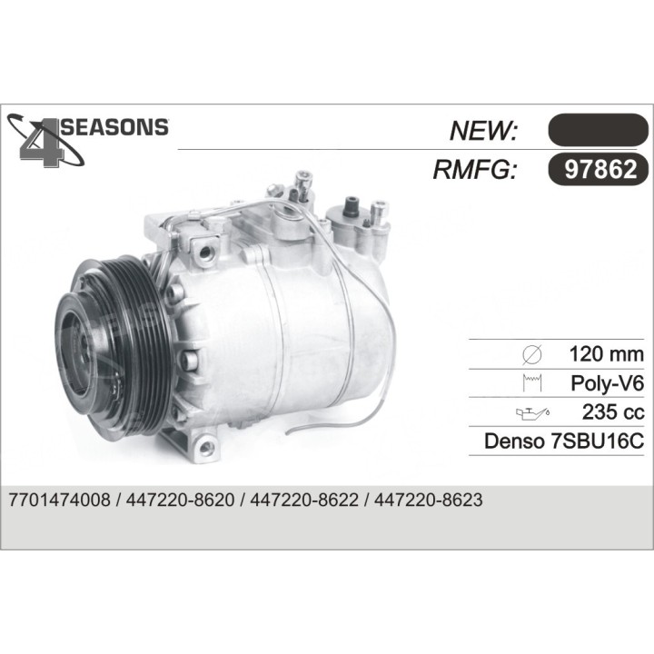 97862  COMPRESOR  RENAULT VELSATIS 3.0 DCI 02-