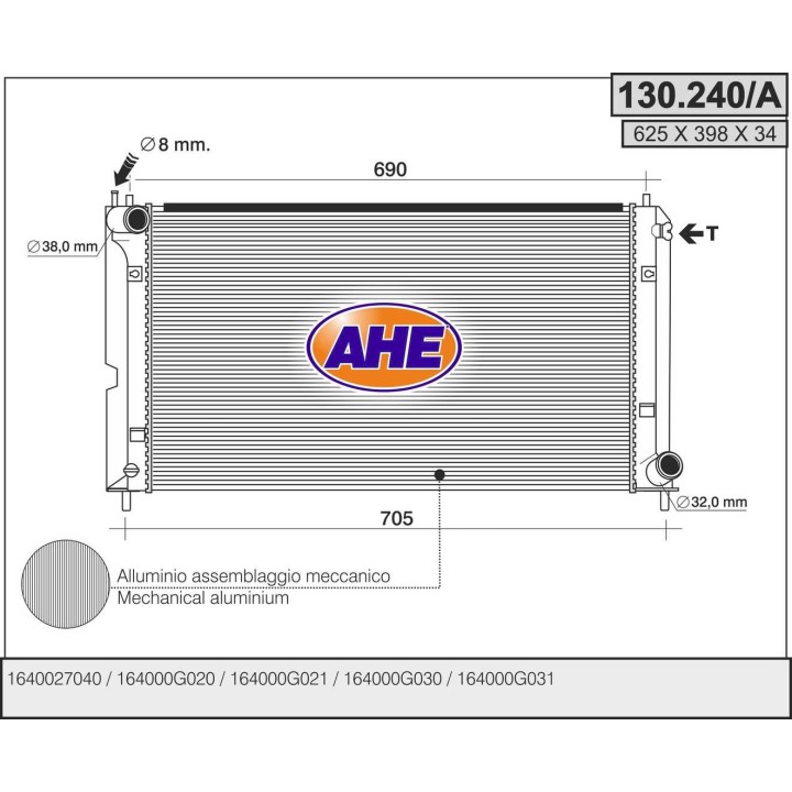 130240/A  RAD TOYOTA Corolla VI 2.0 D-4D    M   +/- AC