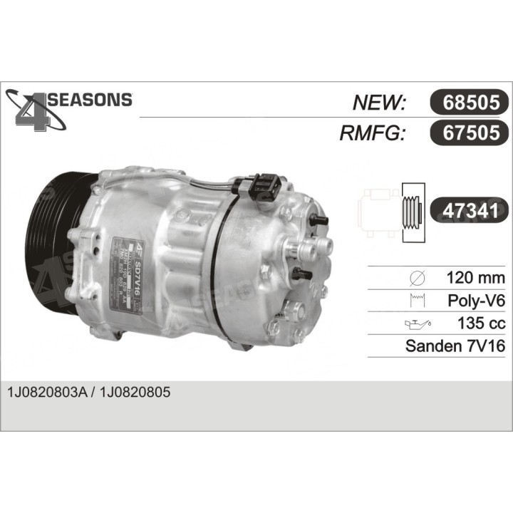 67505  COMPRESOR  AUDI A3/OCTAVIA/VW BORA/GOLF IV/NE