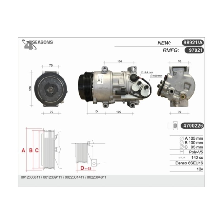 97921  COMPRESOR  MERCEDES BENZ W169 04-
