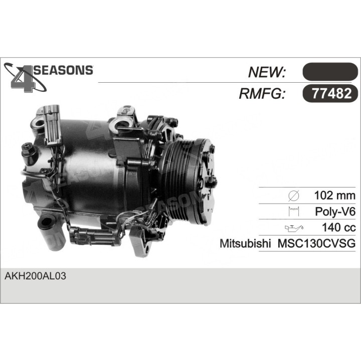 77482  COMPRESOR  MITSUBISHI MCS130CVSG 98-03