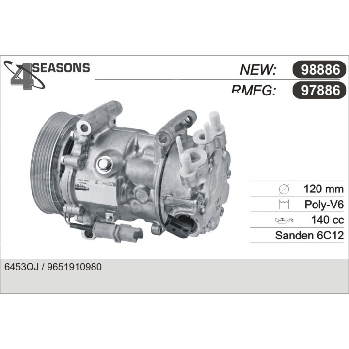 97886  COMPRESOR  PSA C4 / 207 / 307 05-