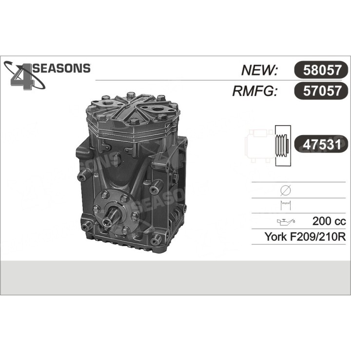 57057  COMPRESOR  YORK F209/210R W/O CLUTCH