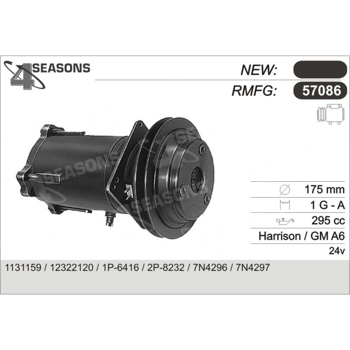57086  COMPRESOR  DELPHI / HARRISON GM A6 24V  1 GRO