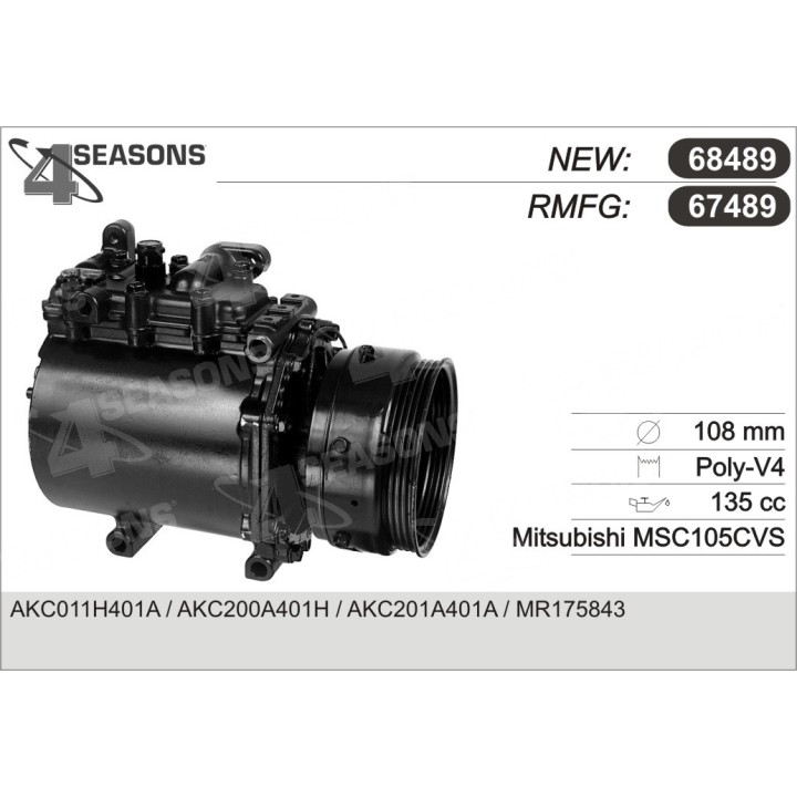 67489  COMPRESOR  MITSU GALANT 2.4/2.5L 94 96