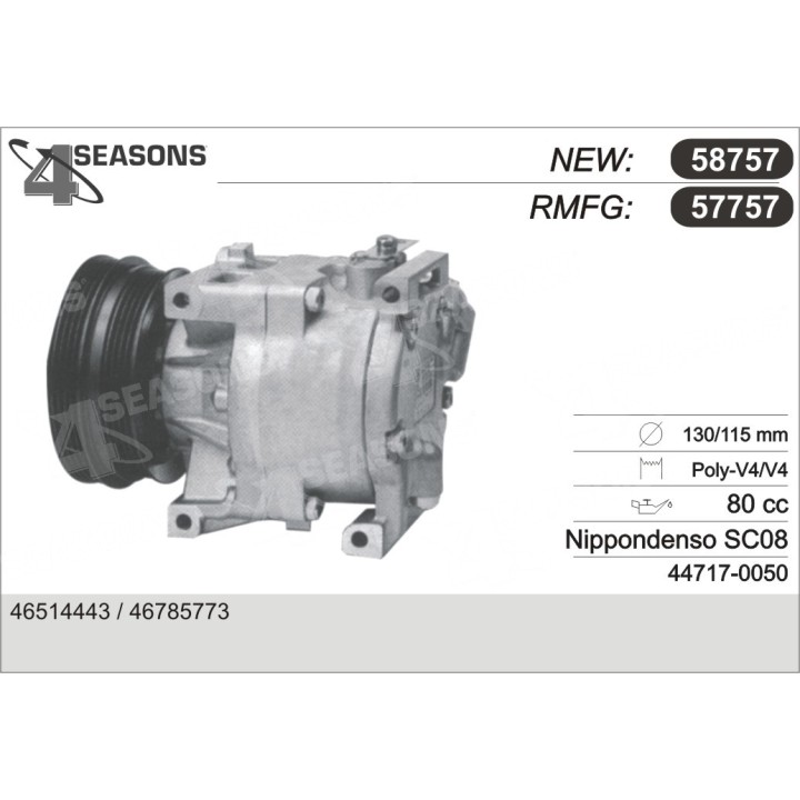 57757  COMPRESOR  FIAT BRAVO/A / Y 1.1/1.2 L