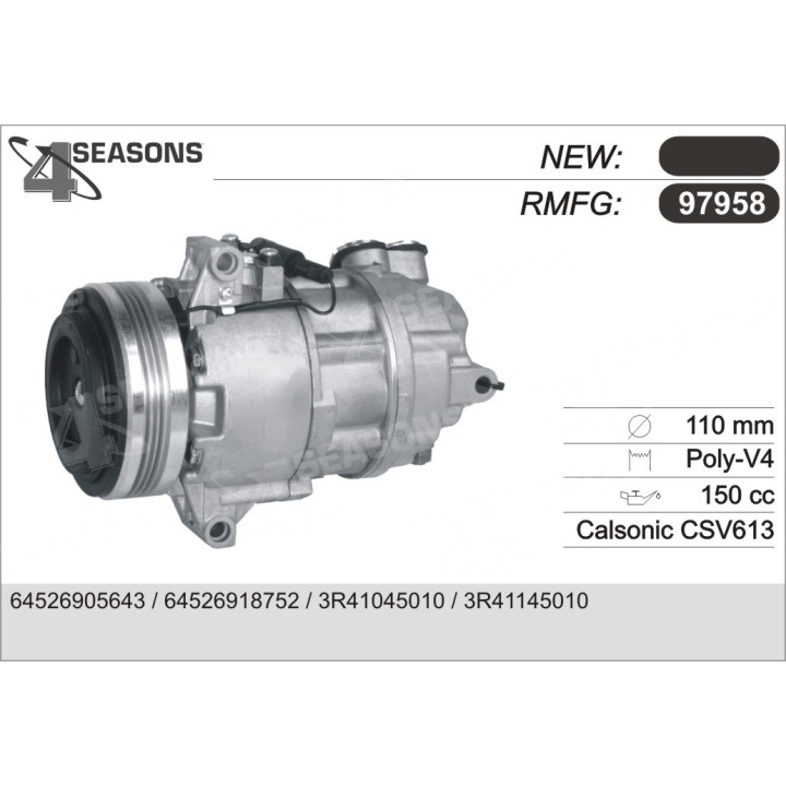 97958  COMPRESOR  BMW 2.0 D CSV613 01-