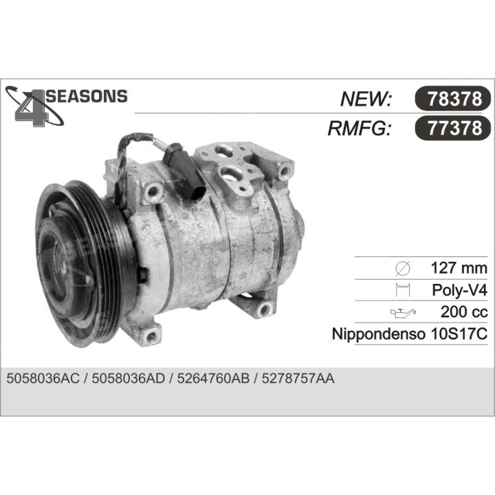 77378  COMPRESOR  CHRYSLER 10S17 99-