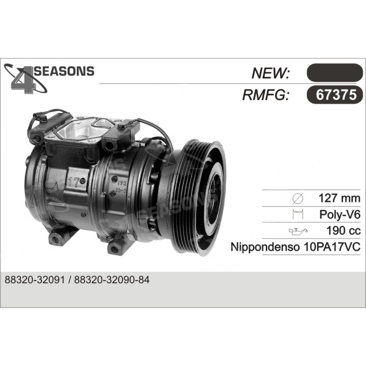 67375  COMPRESOR  TOYOTA 88-91 DENSO 10PA17VC