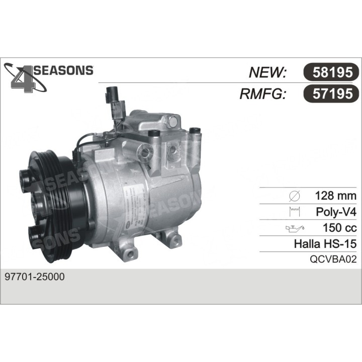 57195  COMPRESOR  HYUNDAI PONY / ACCENT 1.3 1.5 99-