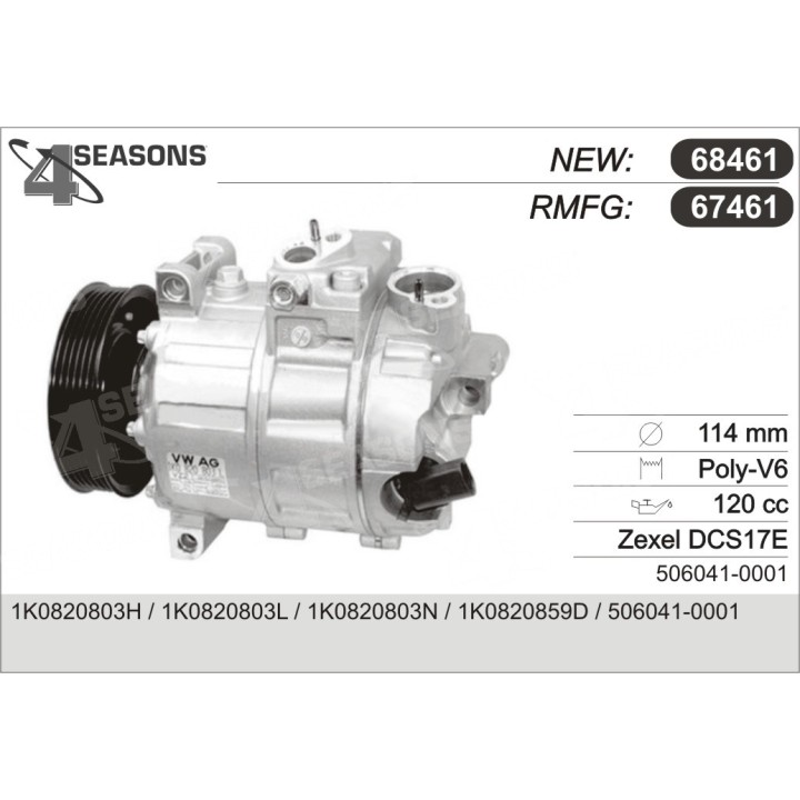 67461  COMPRESOR  VAG GOLF 5 / AUDI A3 W/ ZEXEL