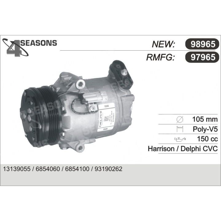 97965  COMPRESOR  OPEL ASTRA H 1.8 / 2.0 TRB 04-