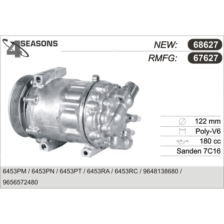 67627  COMPRESOR  PSA C5 II / 407 1.8 2.0 2.2 04-