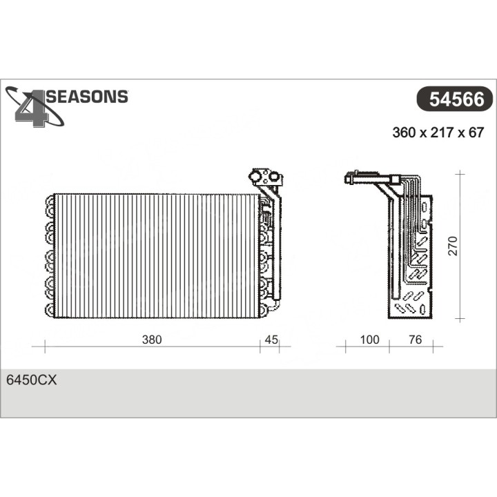 54566  EVAPORATOR PSA FIAT 806/EVASION/ULYSSE/ZETA...