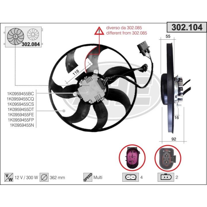 302104  VOLKSWAGEN Golf V/Golf VI/Passat VIII/Tiguan/Toura