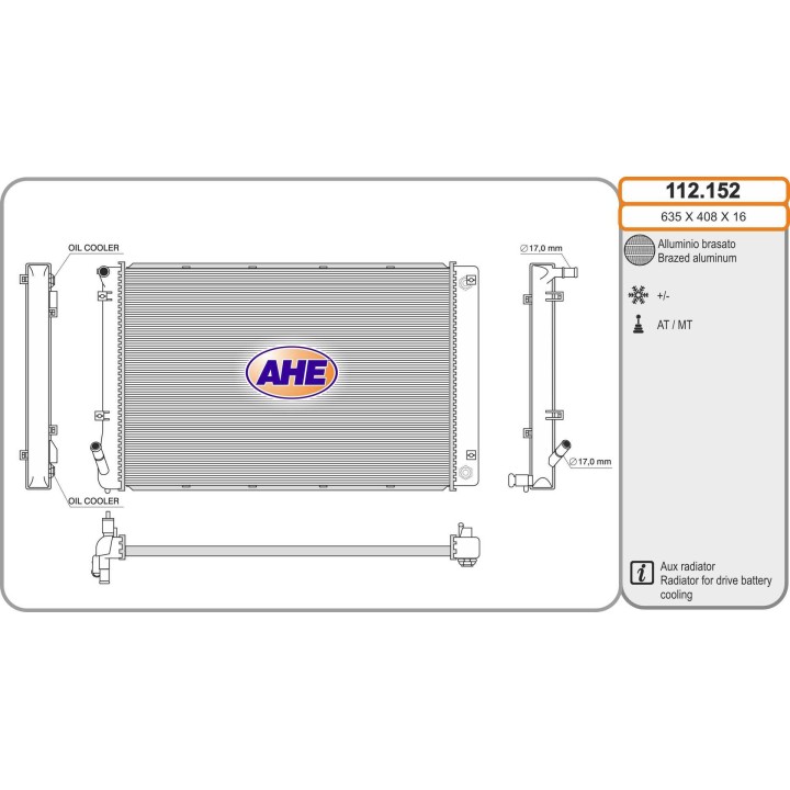 112152  RAD. Ausiliario Batt. HYUNDAI / KIA Ioniq/Niro 1.6
