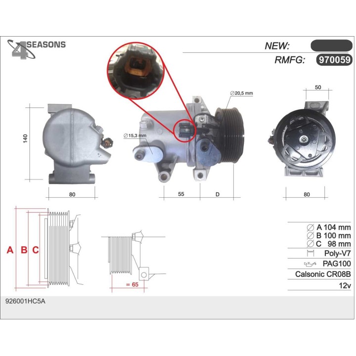 970059  Compresor NISSAN MICRA III K13 1.2