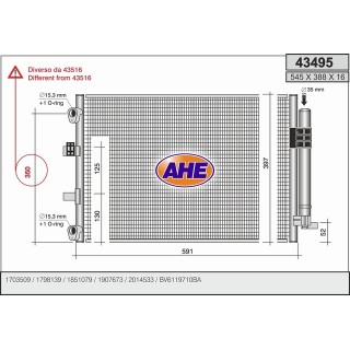 43495/O  COND FORD Focus III/C-Max 1.0Turbo/1.6/1.6TDCi 10-