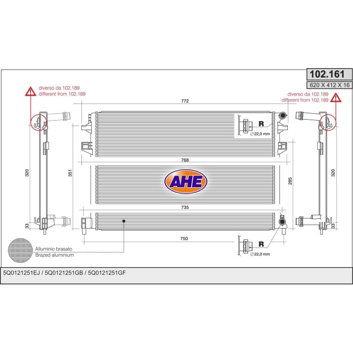 102161  RAD VOLKSWAGEN Golf VII