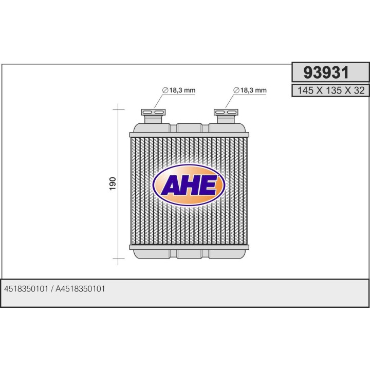 93931  RADIATEUR DE CHAUFFAGE SMART FORTWO 1.0 I 12V - 1.