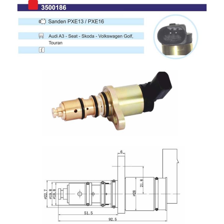 3500186  VALVULA CONTROL COMP SANDEN CON TORNILLO