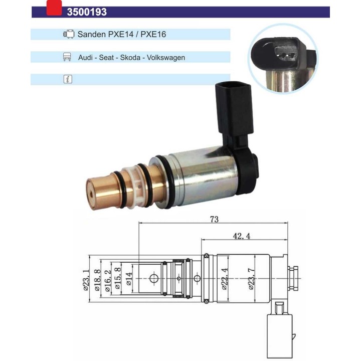 3500193  VALVULA CONTROL COMP AUDI / SEAT / SKODA / VW New Model