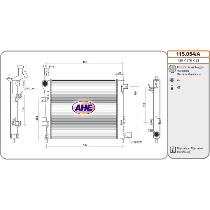 115054/A  RAD KIA Picanto 1.0/1.2 +/-AC  11-