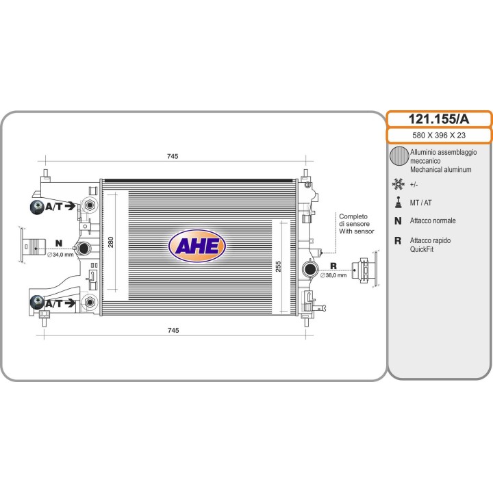 121155/A  RAD OPEL Astra J -- 2009 1.4 Turbo A + /- 12.09-