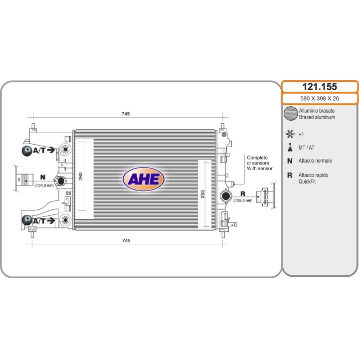121155  RAD OPEL Astra J -- 2009 1.4 Turbo A + /- 12.09-