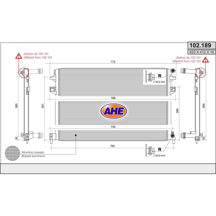 102189  Rad. Ausiliario AUDI A3/SEAT Leon /SKODA Octavia-