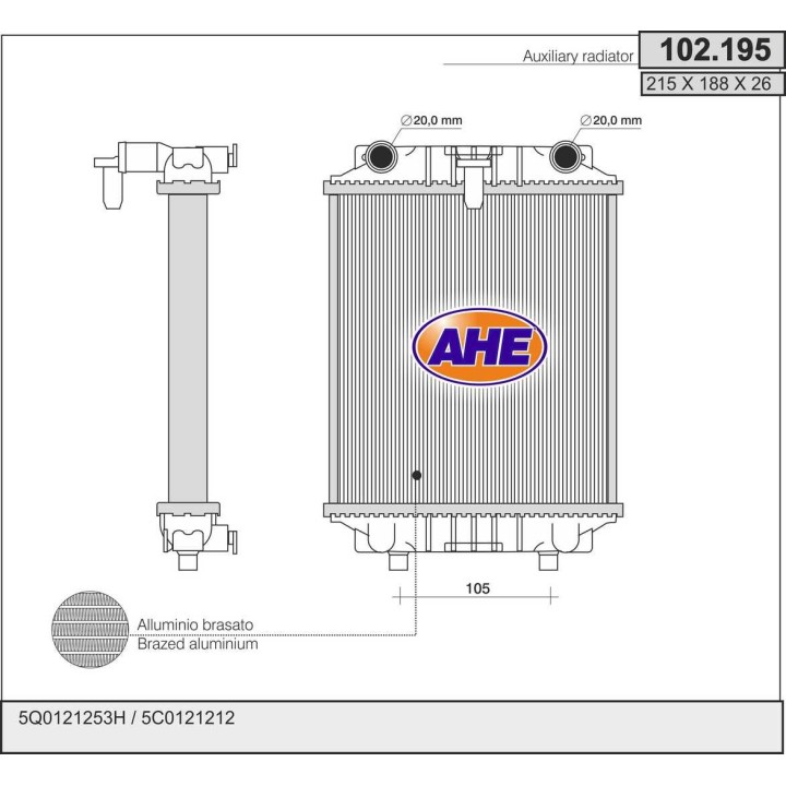 102195  Rad. Ausiliario AUDI A1 / A3 / TT /SEAT Leon / SKO