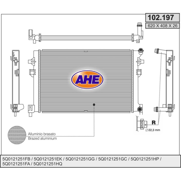 102197  Rad. Intercooler Audi/Seat/Skoda A3/Q2/TT/Ateca/Le