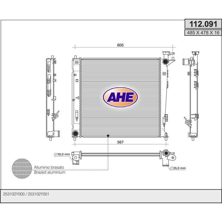 112091  RAD HYUNDAI ix35/KIA Sportage IV 2.0CRDi +/-AC 09-