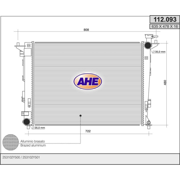 112093  RAD HYUNDAI ix35/KIA Sportage IV 1.6/2.0 +/-AC 09-