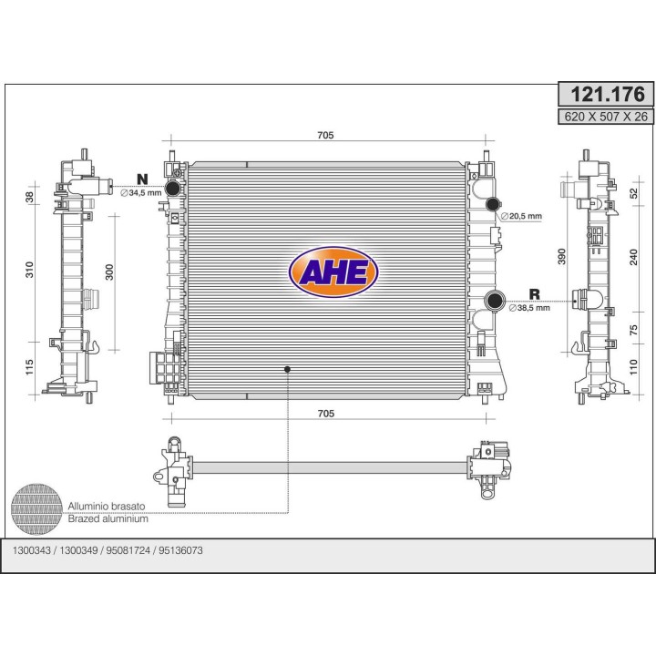 121176  RAD CHEVROLET/OPEL Trax/Mokka 1.7DTi +/-AC 01.13-